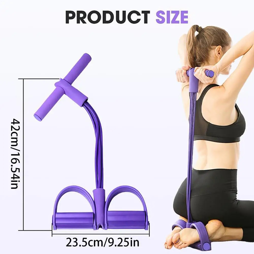 Fitness Resistance Bands 4 Tube Pedal Puller Exercise Resistance Band Handles Attached Rope Household Sit up Workout Equipment