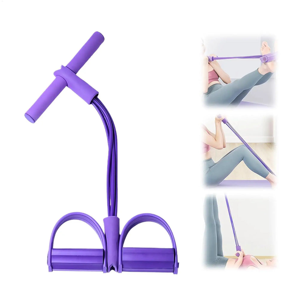 Fitness Resistance Bands 4 Tube Pedal Puller Exercise Resistance Band Handles Attached Rope Household Sit up Workout Equipment
