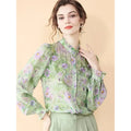 Fashion for Women Spring and Autumn New Korean Floral Tops French Fungus Collar Outer Shirts