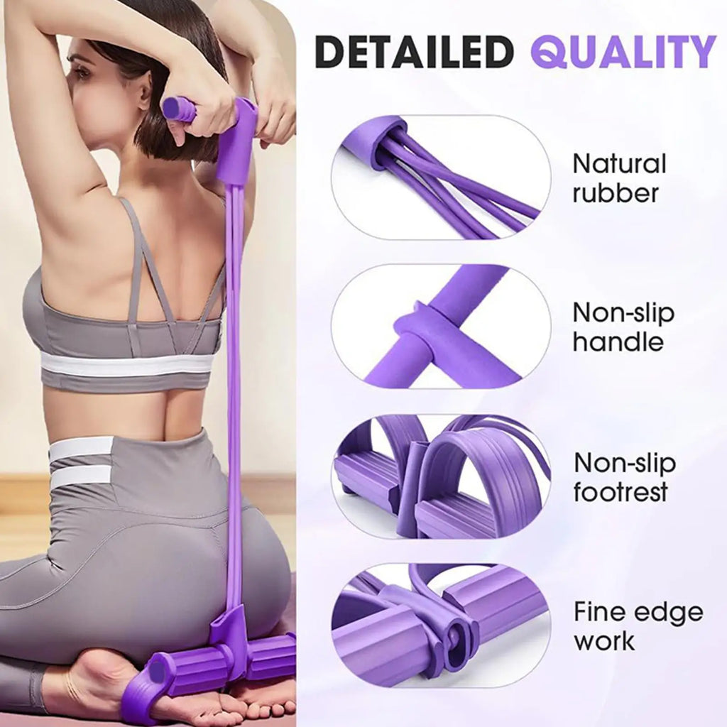 Fitness Resistance Bands 4 Tube Pedal Puller Exercise Resistance Band Handles Attached Rope Household Sit up Workout Equipment