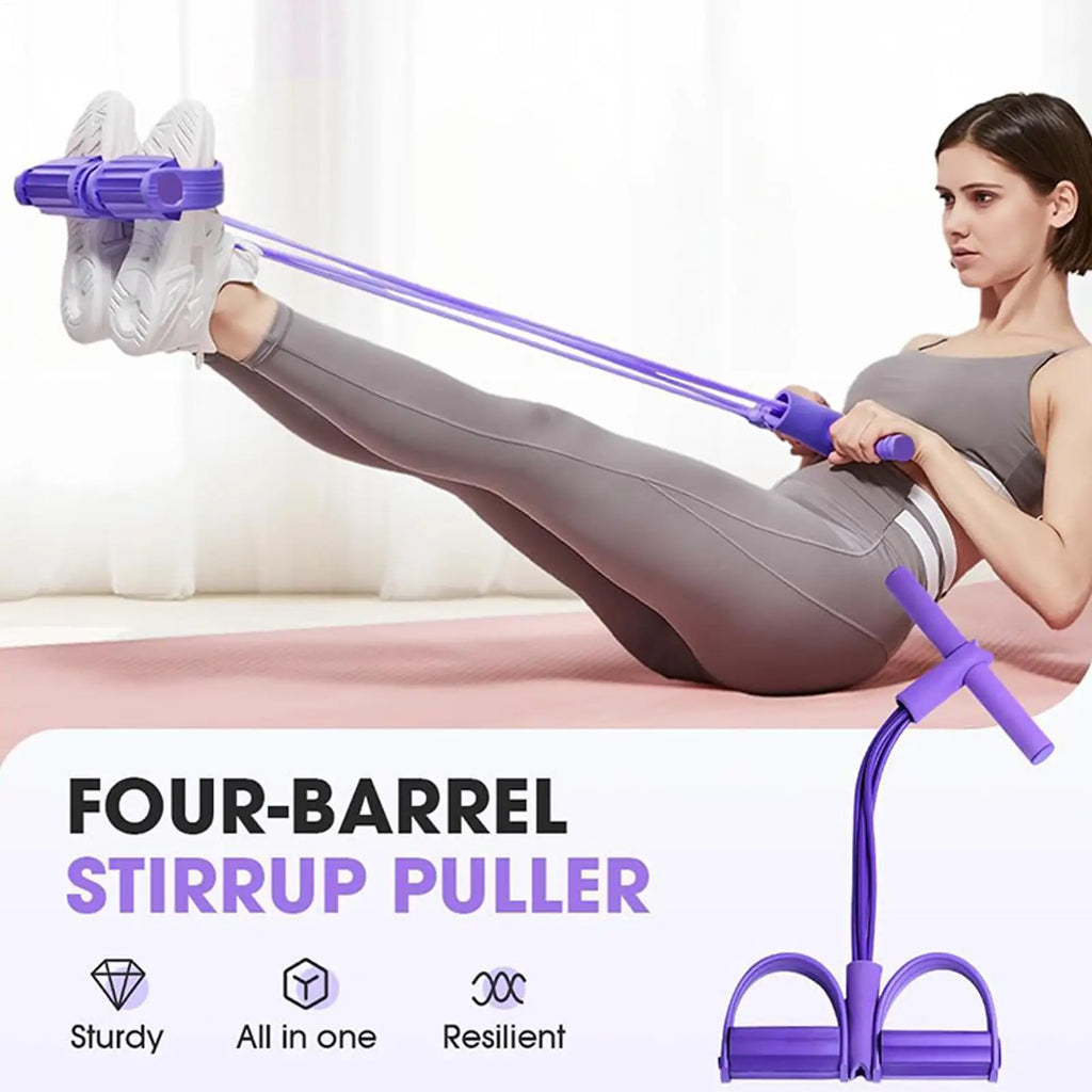 Fitness Resistance Bands 4 Tube Pedal Puller Exercise Resistance Band Handles Attached Rope Household Sit up Workout Equipment